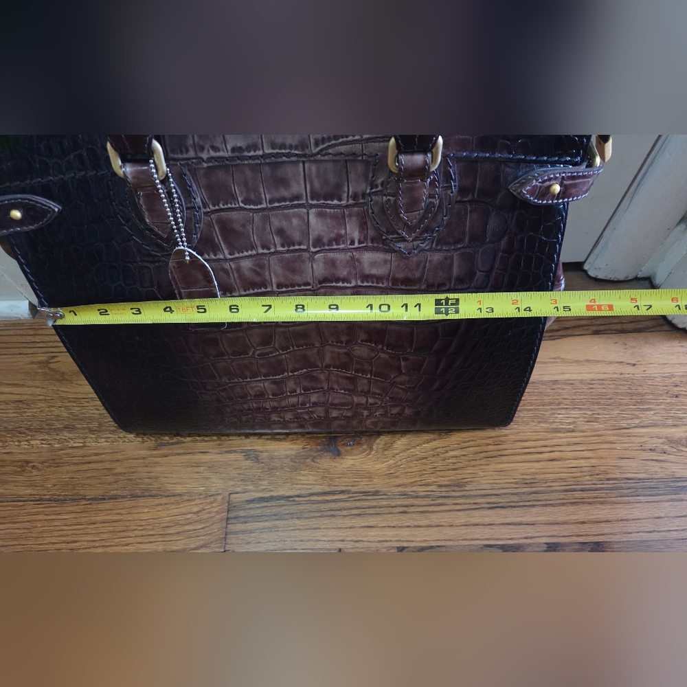 Mottini Newport Beach Crocodile-Embossed Leather Satchel - Picture 12 of 16